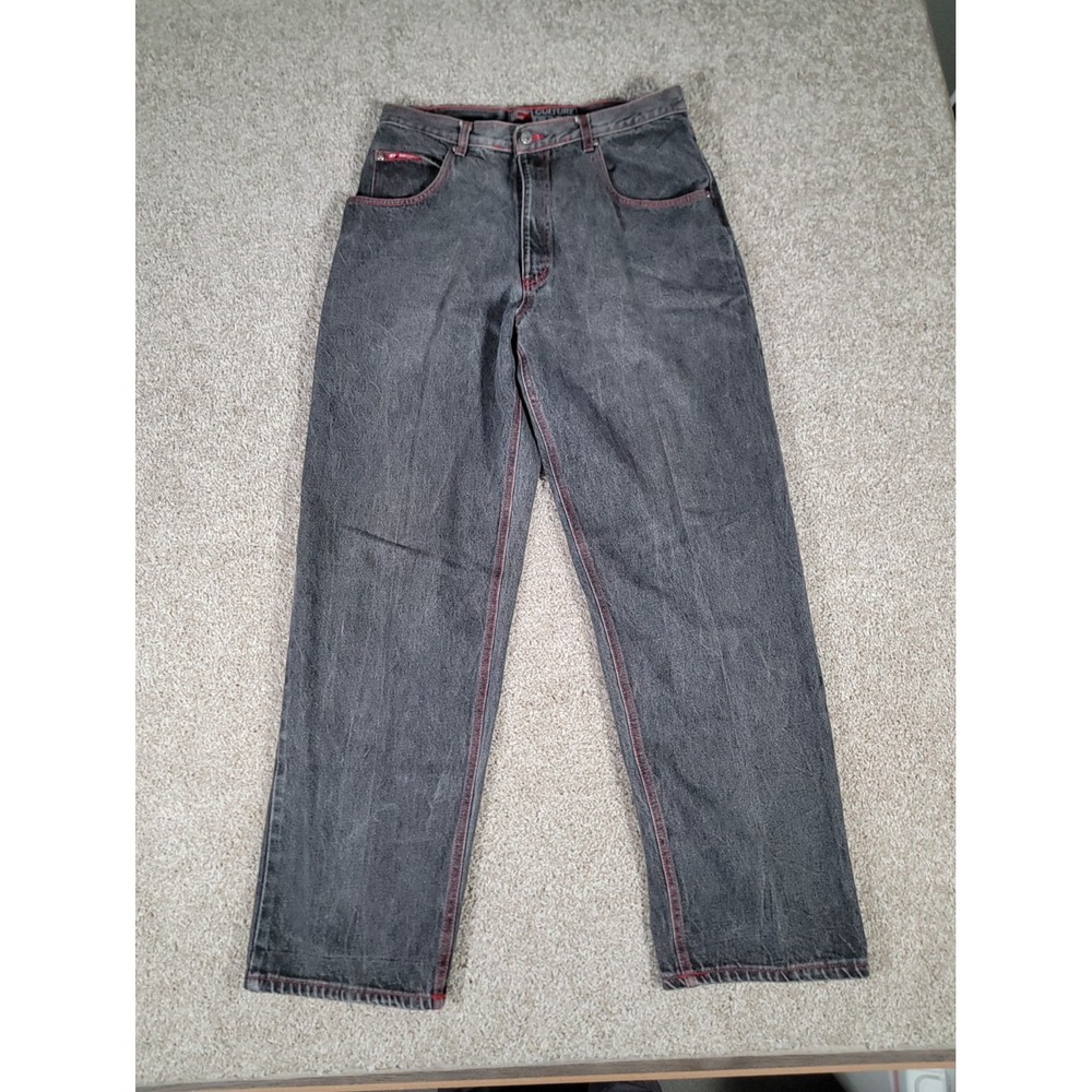 VTG Culture Jeans 33x31 Baggy Fit Y2K Skater Wide Leg Embroidered Pocket Black
